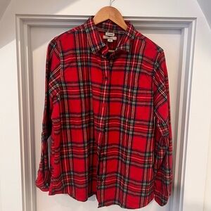 L.L. Bean Red Plaid Button Down Shirt